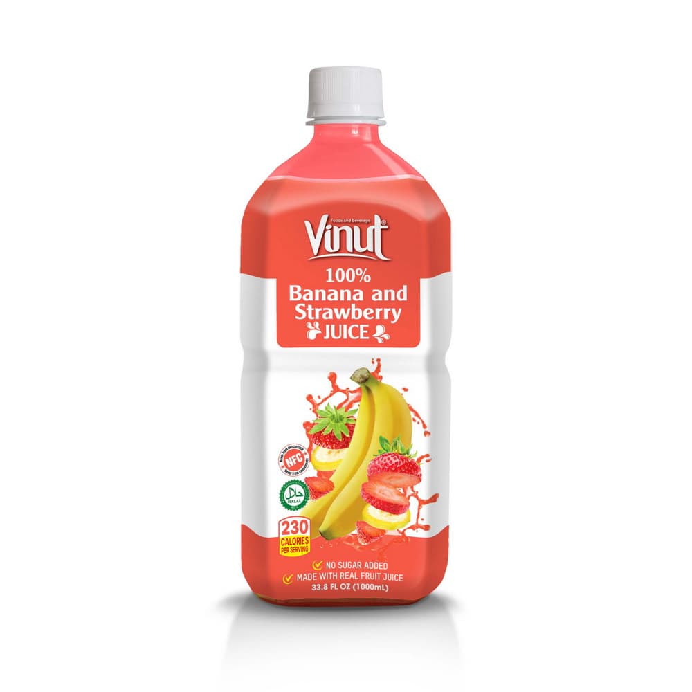 Vinut 100% Banana and Strawberry Juice, NFC, No Sugar Added, PET Bottle, 33.8 fl oz 1000 mL