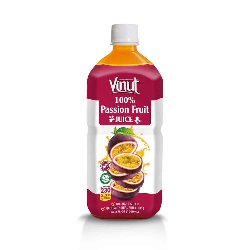 Vinut 100% Passion Fruit Juice, NFC, No Sugar Added, PET Bottle, 33.8 fl oz 1000 mL