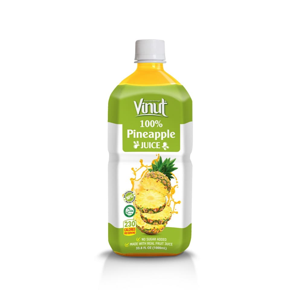 VINUT 100% Pineapple Juice, No Added Sugar, 33.8 fl oz (1,000 mL) PET Bottle