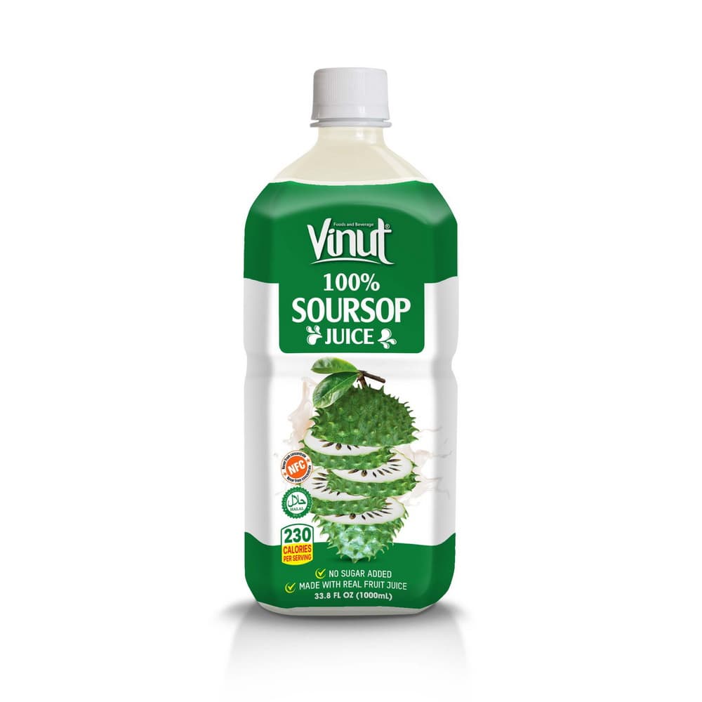 VINUT 100% Soursop Juice, No Added Sugar, 33.8 fl oz (1,000 mL) PET Bottle