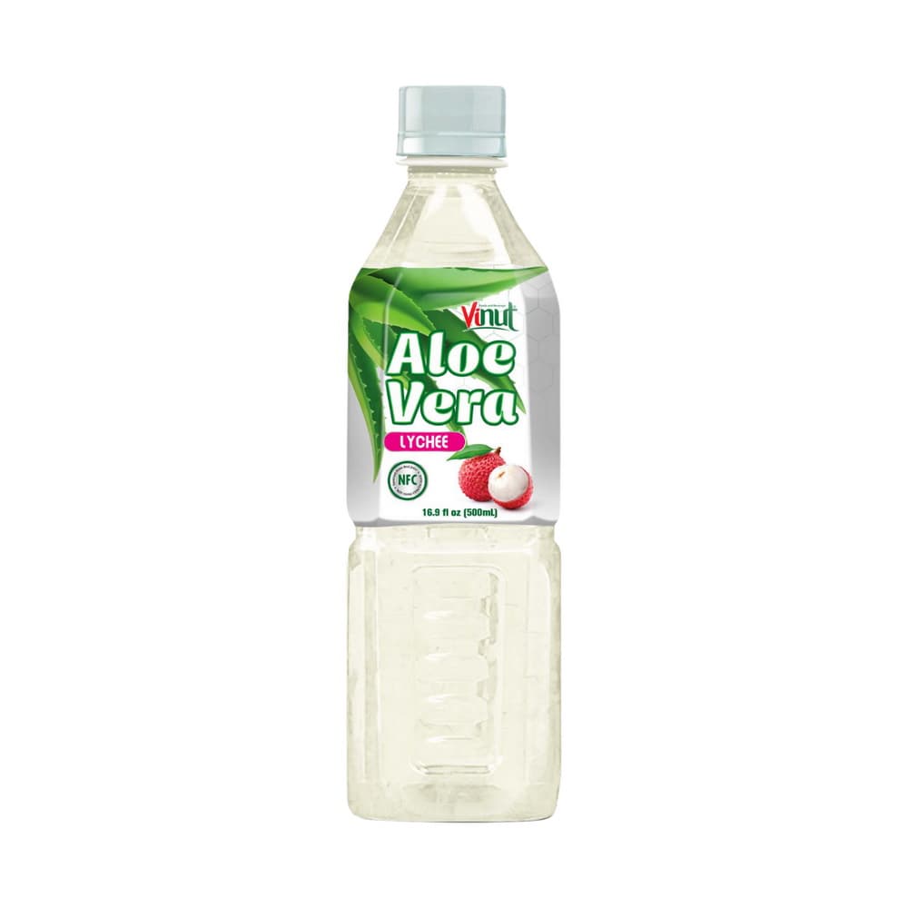 Vinut Aloe Vera Drink, Lychee Flavor, NFC, PET Bottle, 16.9 fl oz (500 mL)