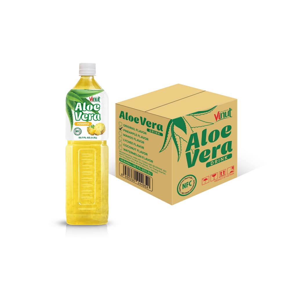 Vinut Aloe Vera Drink Pineapple, NFC, PET Bottle, 50.7 fl oz 1.5 L