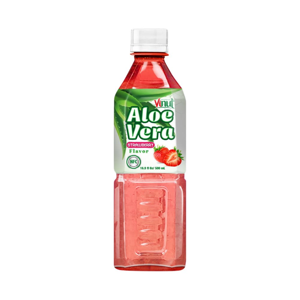 Vinut Aloe Vera Drink, Strawberry Flavor, NFC, PET Bottle, 16.9 fl oz (500 mL)