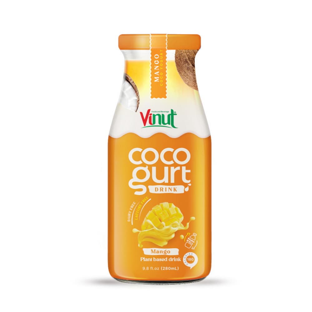 Vinut Cocogurt Drink Mango, Glass Bottle, 9.8 fl oz 280 mL