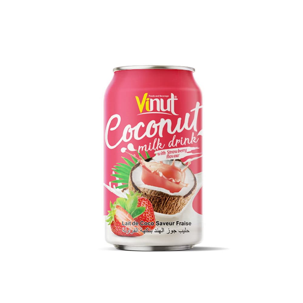 Vinut Coconut Milk Drink, Strawberry Flavour, Can, (330 mL)