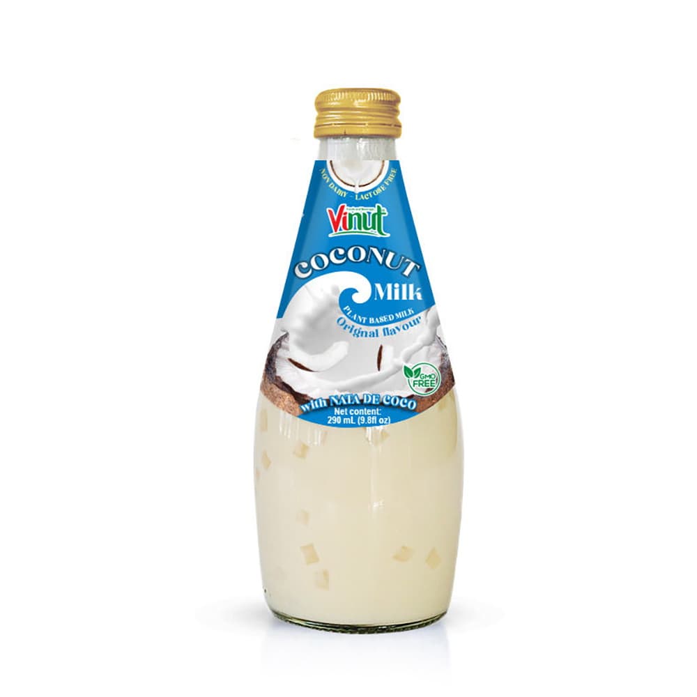 Vinut Coconut Milk, Original Flavour, Plant Based Milk, With Nata De Coco, Non Dairy, Lactose Free, GMO Free, Glass Bottle, 9.8 fl oz (290 mL)