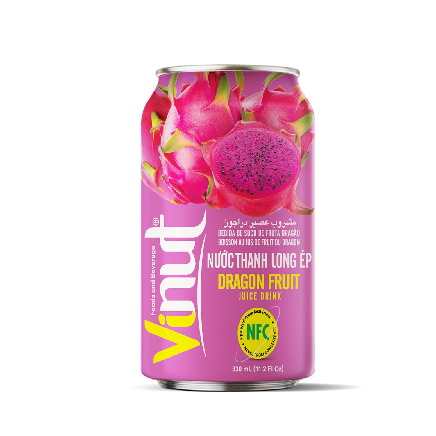 Vinut Dragon Fruit Juice Drink, NFC, Slim Can, 11.2 fl oz 330 mL