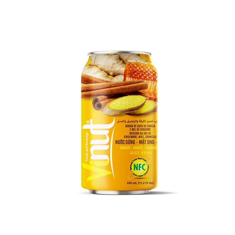 Vinut Ginger-Honey Cinnamon Juice Drink, NFC, Slim Can, 11.2 fl oz 330 mL
