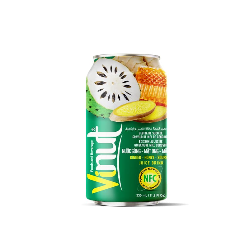 Vinut Ginger-Honey-Soursop Juice Drink, NFC, Slim Can, 11.2 fl oz 330 mL