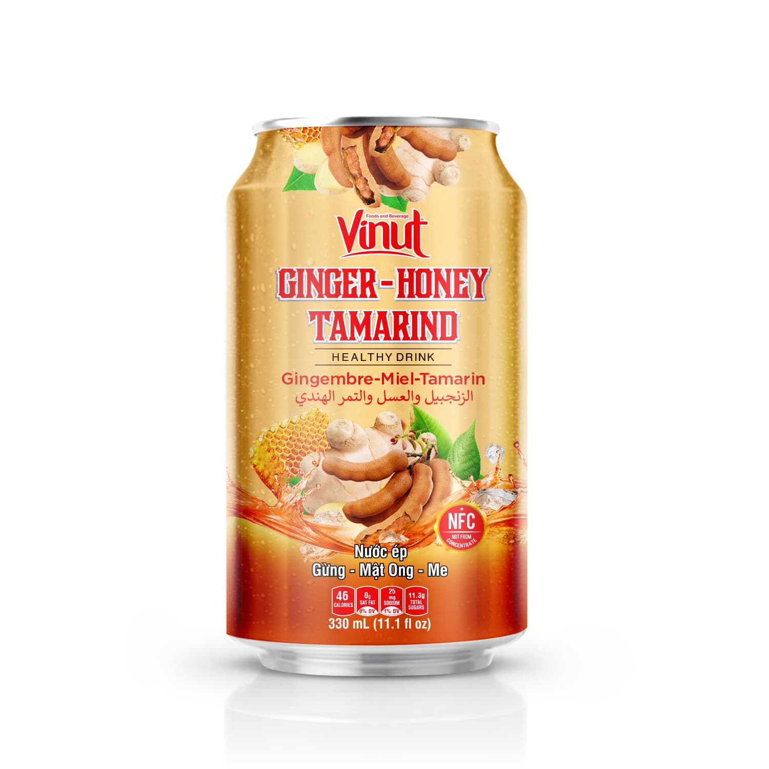 Vinut Ginger-Honey Tamarind Healthy Drink, NFC, Slim Can, 11.1 fl oz 330 mL