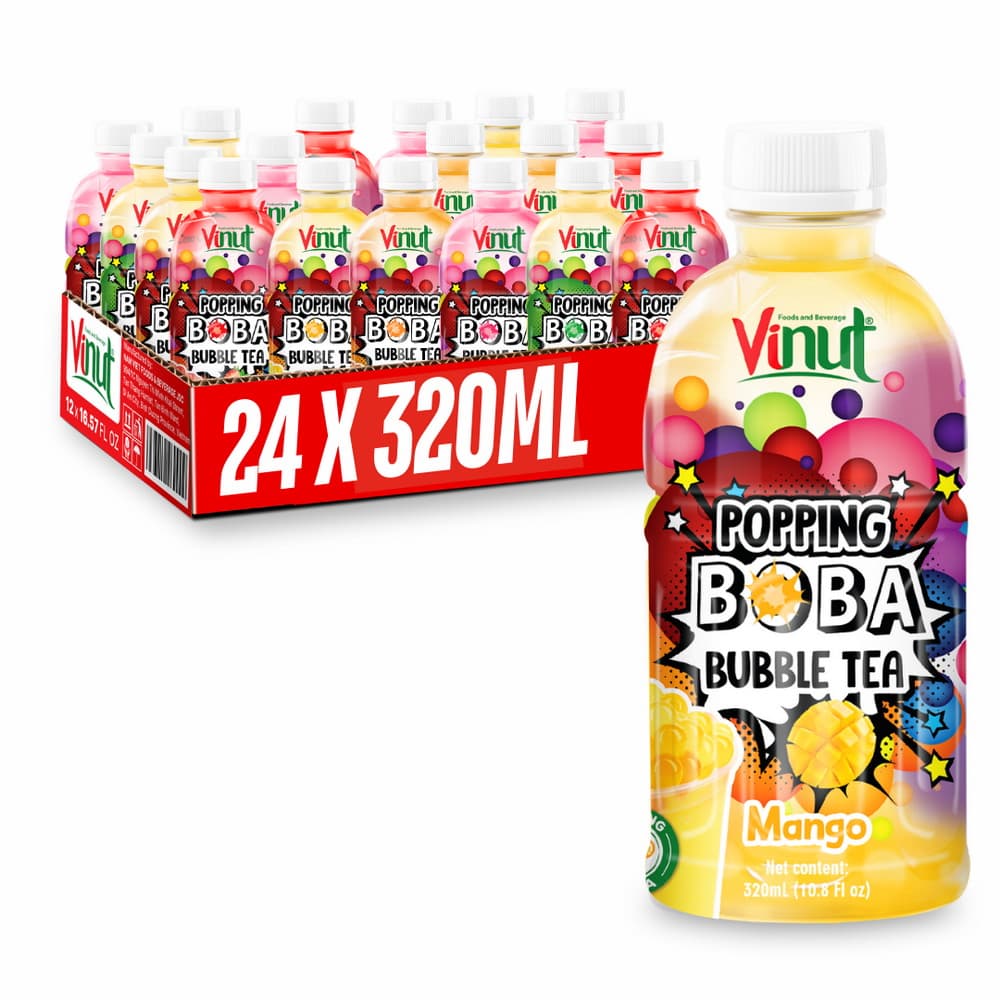 Vinut Mango Popping Boba Bubble Tea, PET Bottle, 10.8 fl oz (320 mL)