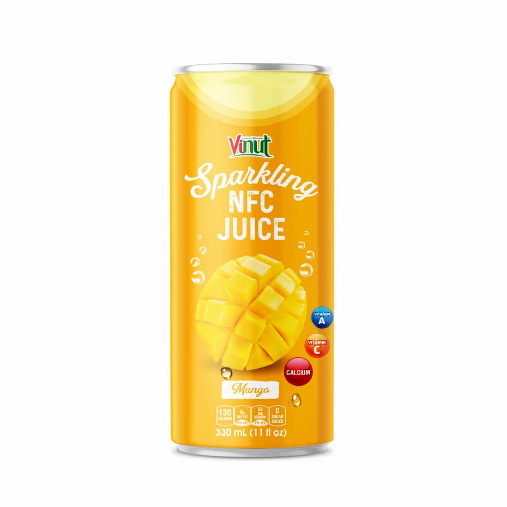 Vinut Mango Sparkling NFC Juice, 0 Sugar Added, Slim Can, 11 fl oz (330 mL)