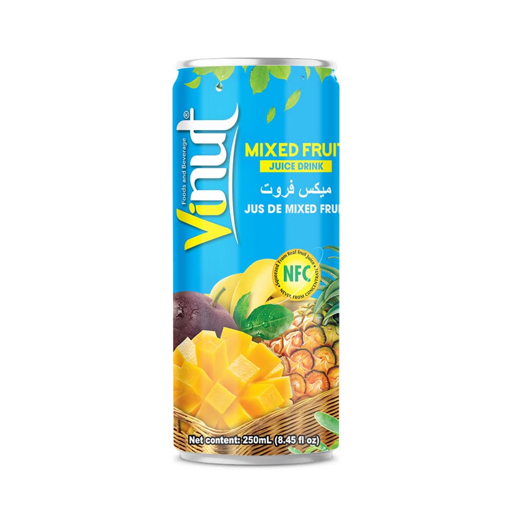 VINUT Mixed Fruit Juice Drink, 8.45 fl oz (250 mL) Slim Can