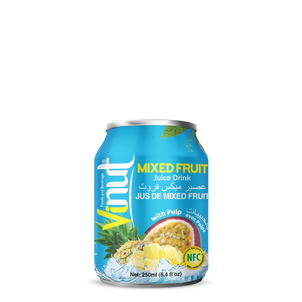 VINUT Mixed Fruit Juice Drink with Pulp, 8.4 fl oz (250 mL) Can
