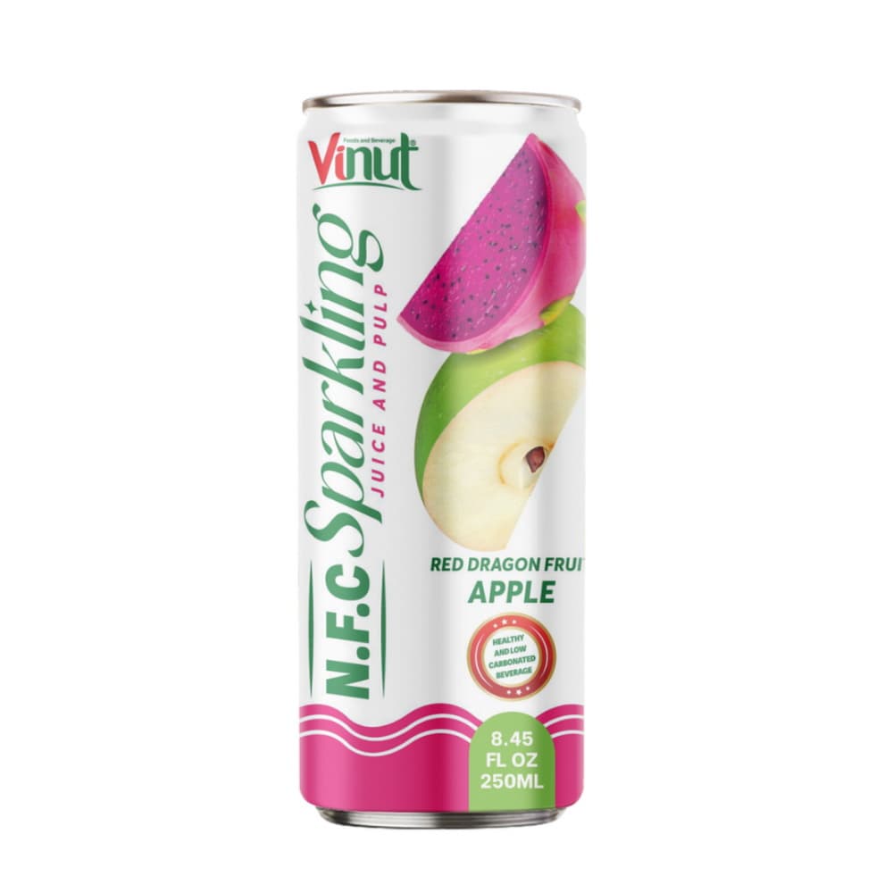 Vinut N.F.C Sparkling Juice and Pulp Red Dragon Fruit Apple, Slim Can, 8.45 fl oz 250 mL