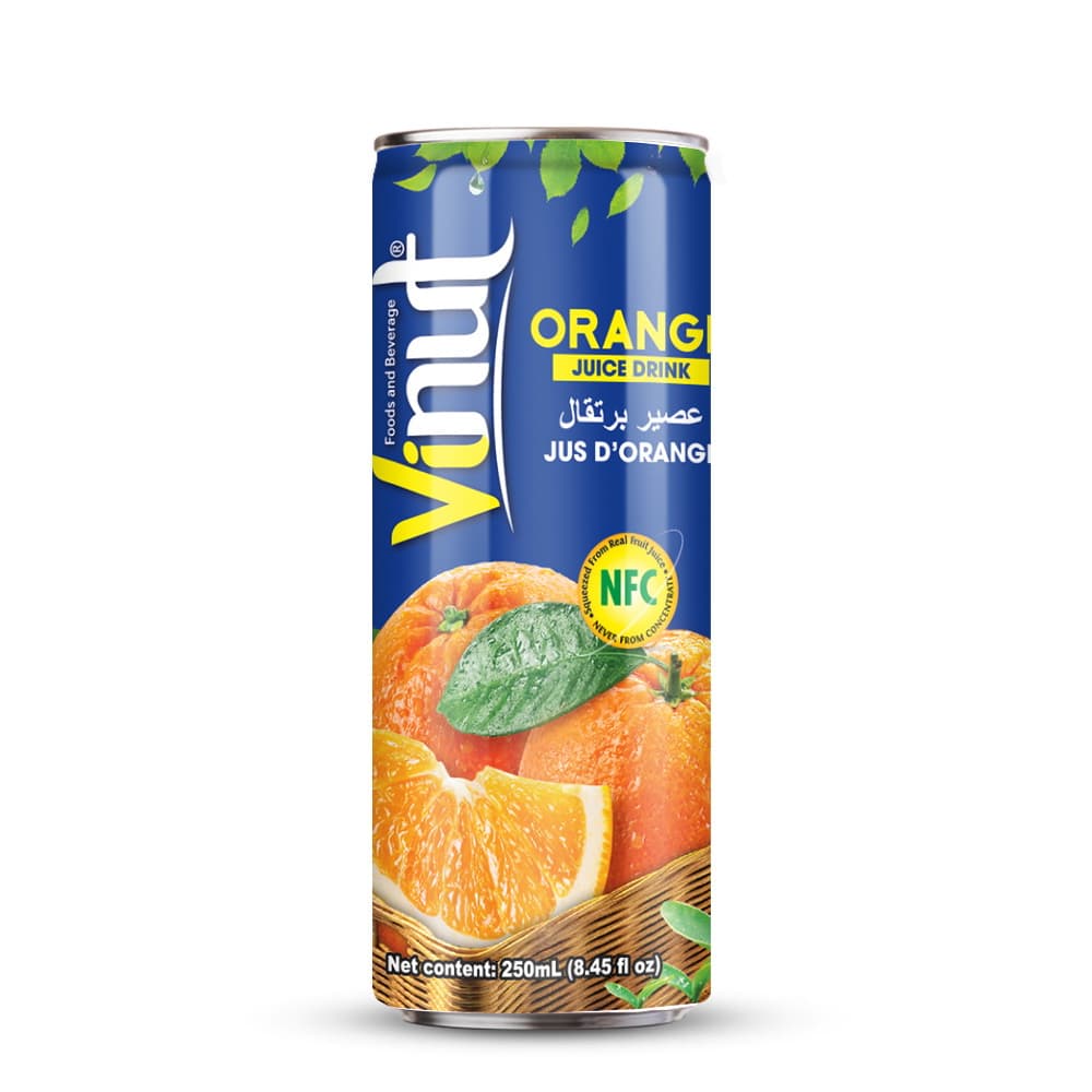 VINUT Orange Juice Drink, 8.45 fl oz (250 mL) Slim Can