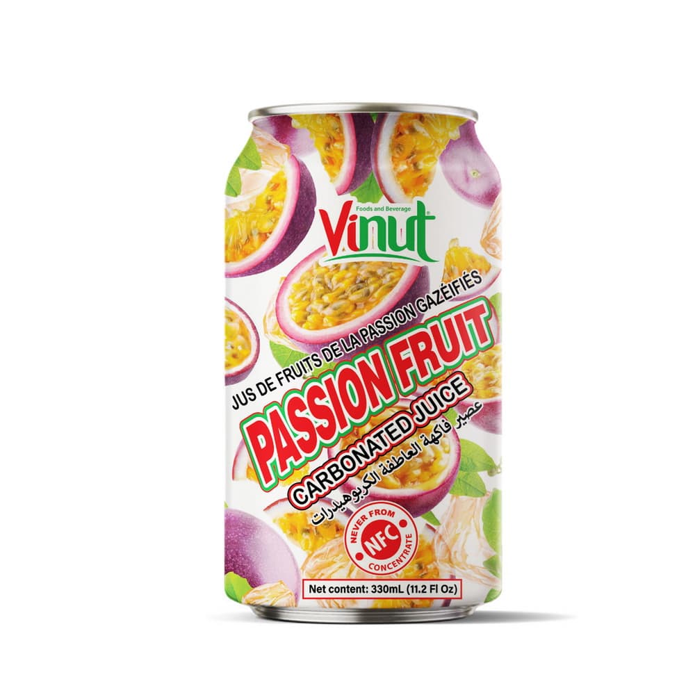 Vinut Passion Fruit Carbonated Juice, NFC, Can, 11.2 fl oz 330 mL