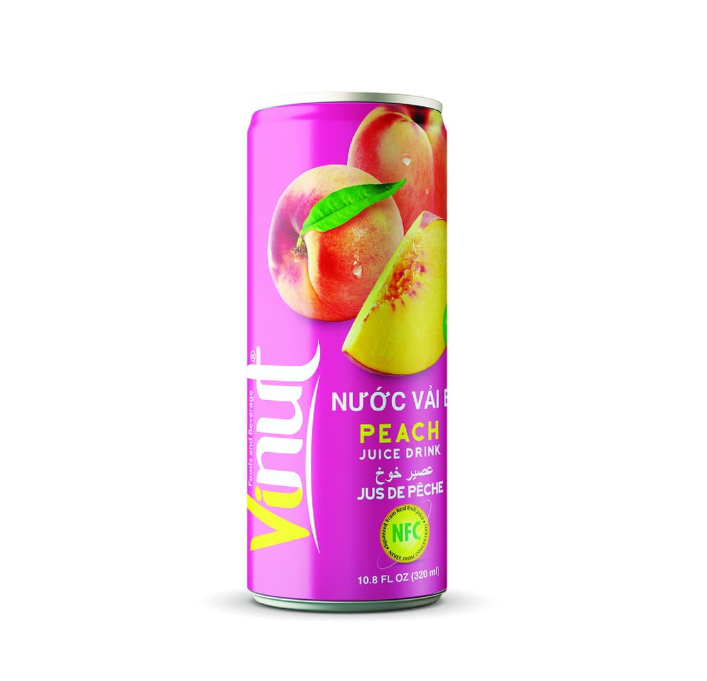 Vinut Peach Juice Drink, NFC, Slim Can, 10.8 fl oz 320 mL