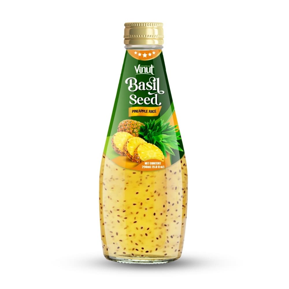 Vinut Pineapple Basil Seed Juice, Glass Bottle, 9.8 fl oz (290 mL)