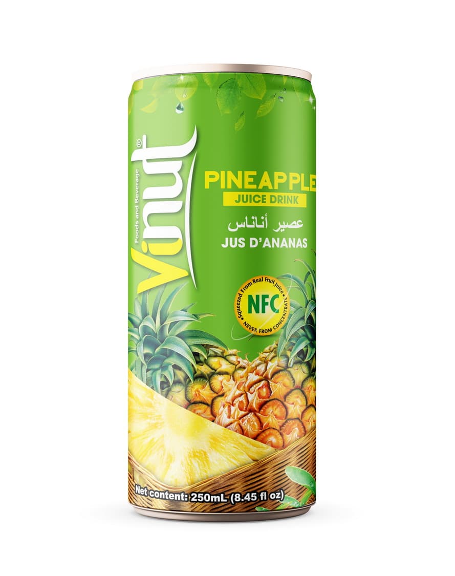 VINUT Pineapple Juice Drink, 8.45 fl oz (250 mL) Slim Can