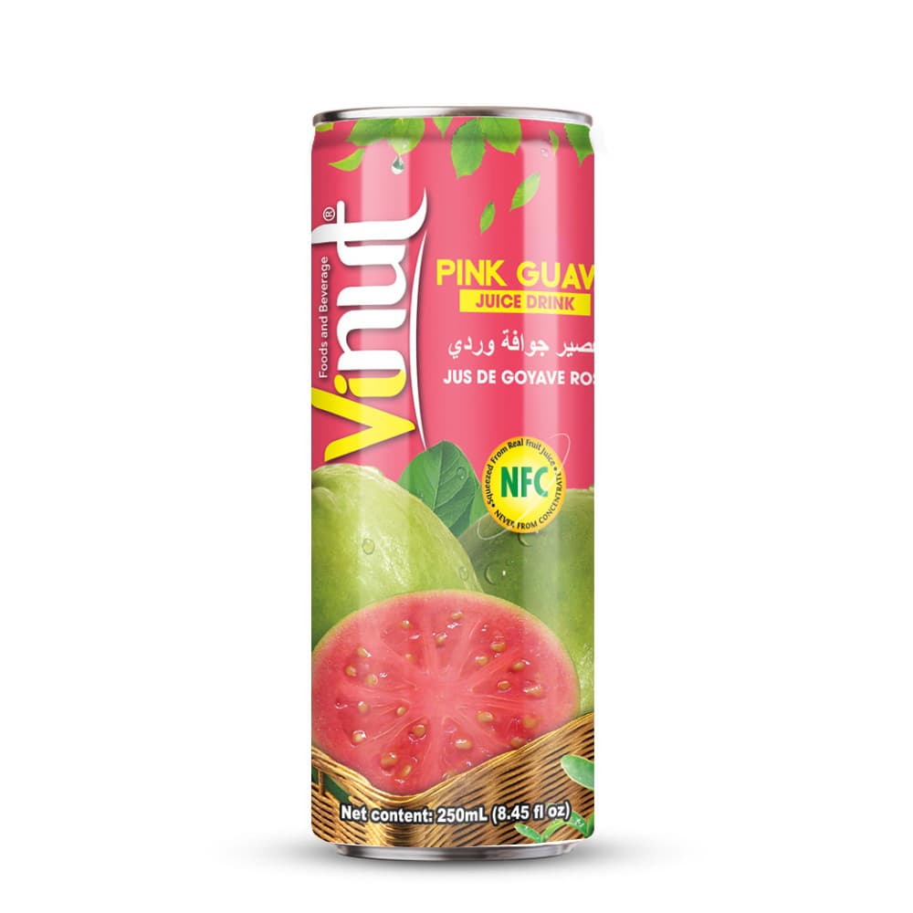 VINUT Pink Guava Juice Drink, 8.45 fl oz (250 mL) Slim Can