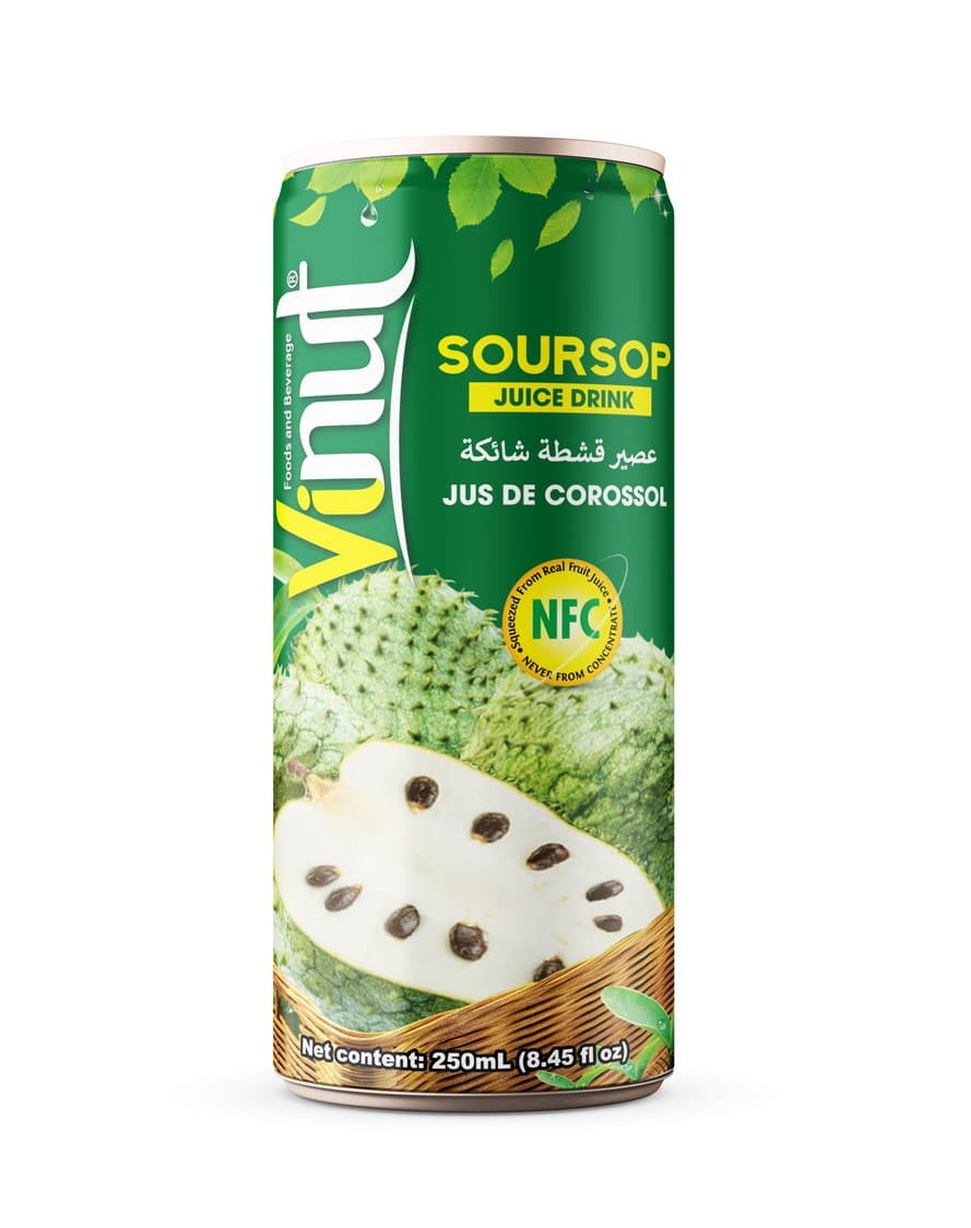 VINUT Soursop Juice Drink, 8.45 fl oz (250 mL) Slim Can