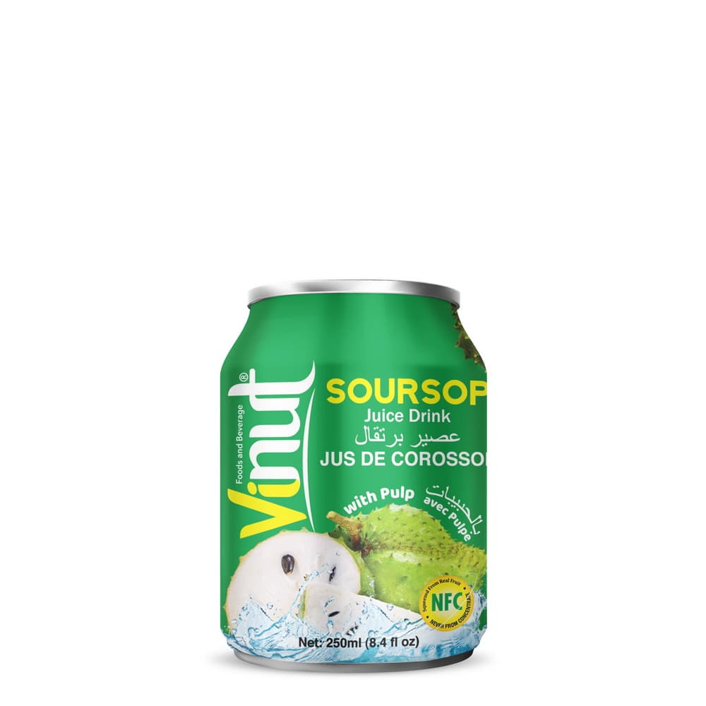 VINUT Soursop Juice Drink with Pulp, 8.4 fl oz (250 mL) Can