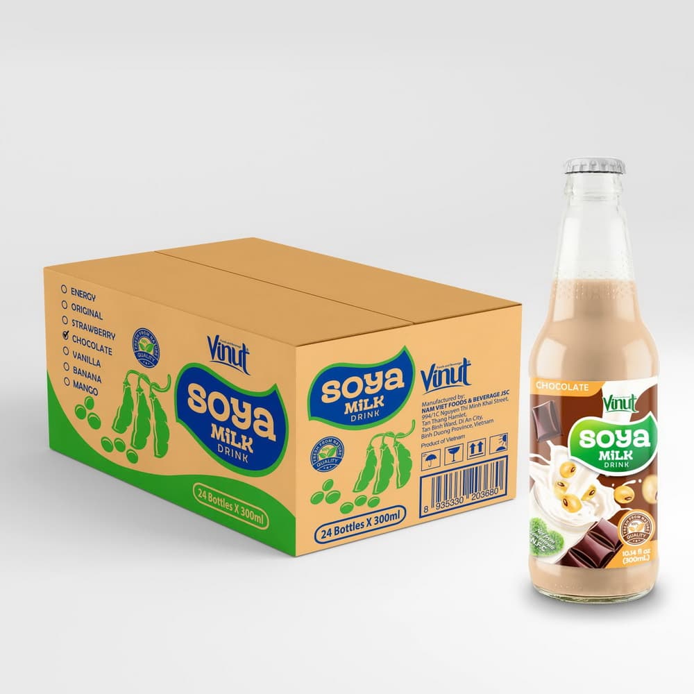 Vinut Soya Milk Drink, Chocolate, Non GMO, 100% Pure Soybean, Glass Bottle, 10.14 fl oz (300 mL)