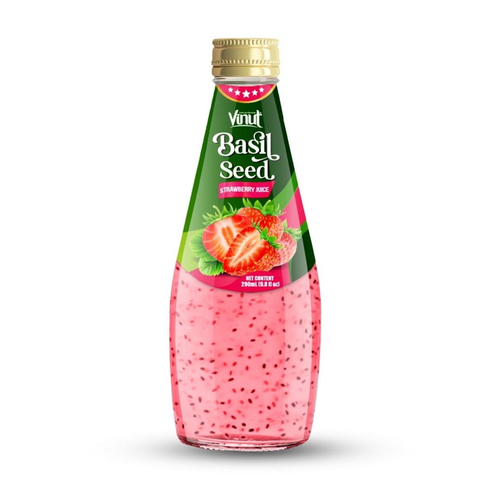 Vinut Strawberry Basil Seed Juice, Glass Bottle, 9.8 fl oz (290 mL)