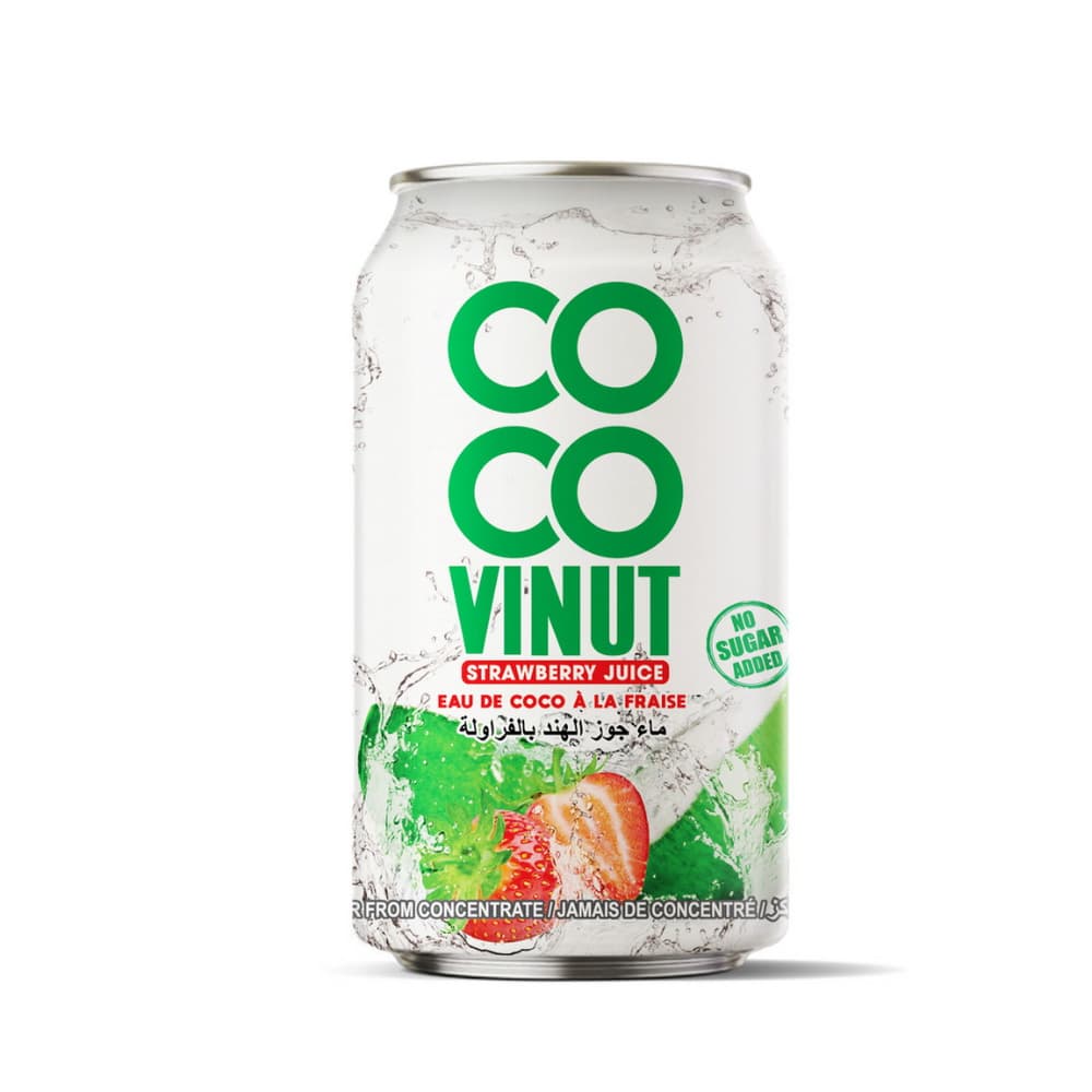 Vinut Strawberry Coconut Water, Strawberry Juice, No Sugar Added, Can, (330 mL)