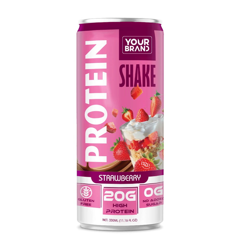Vinut Strawberry Protein Shake, Gluten Free, 20g High Protein, 0g No Added Sugar, Slim Can, 11.16 fl oz (330 mL)