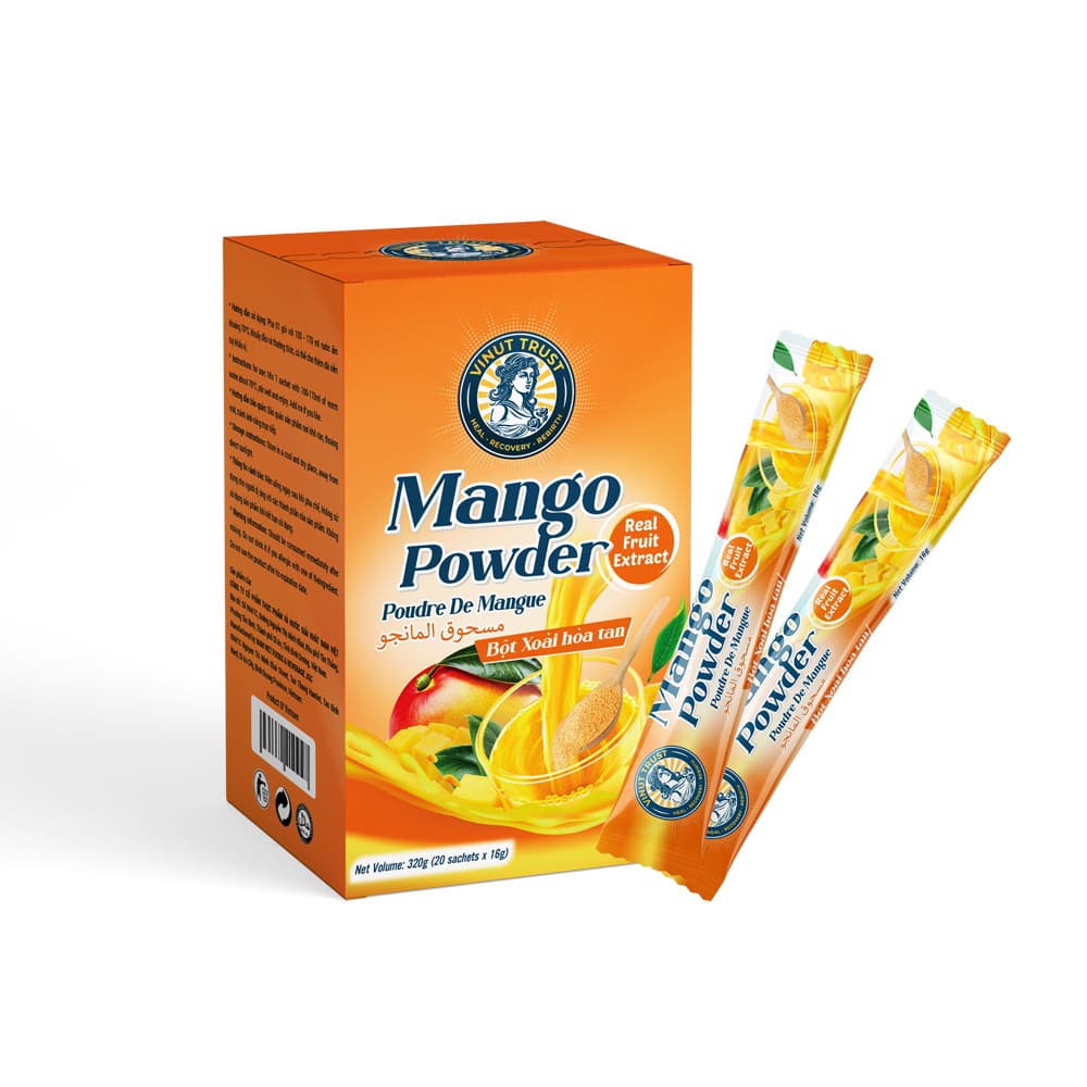 Vinut Trust Mango Powder, Real Fruit Extract, Bột Xoài Hòa Tan, Box (20 Sachets x 16g), (320g)